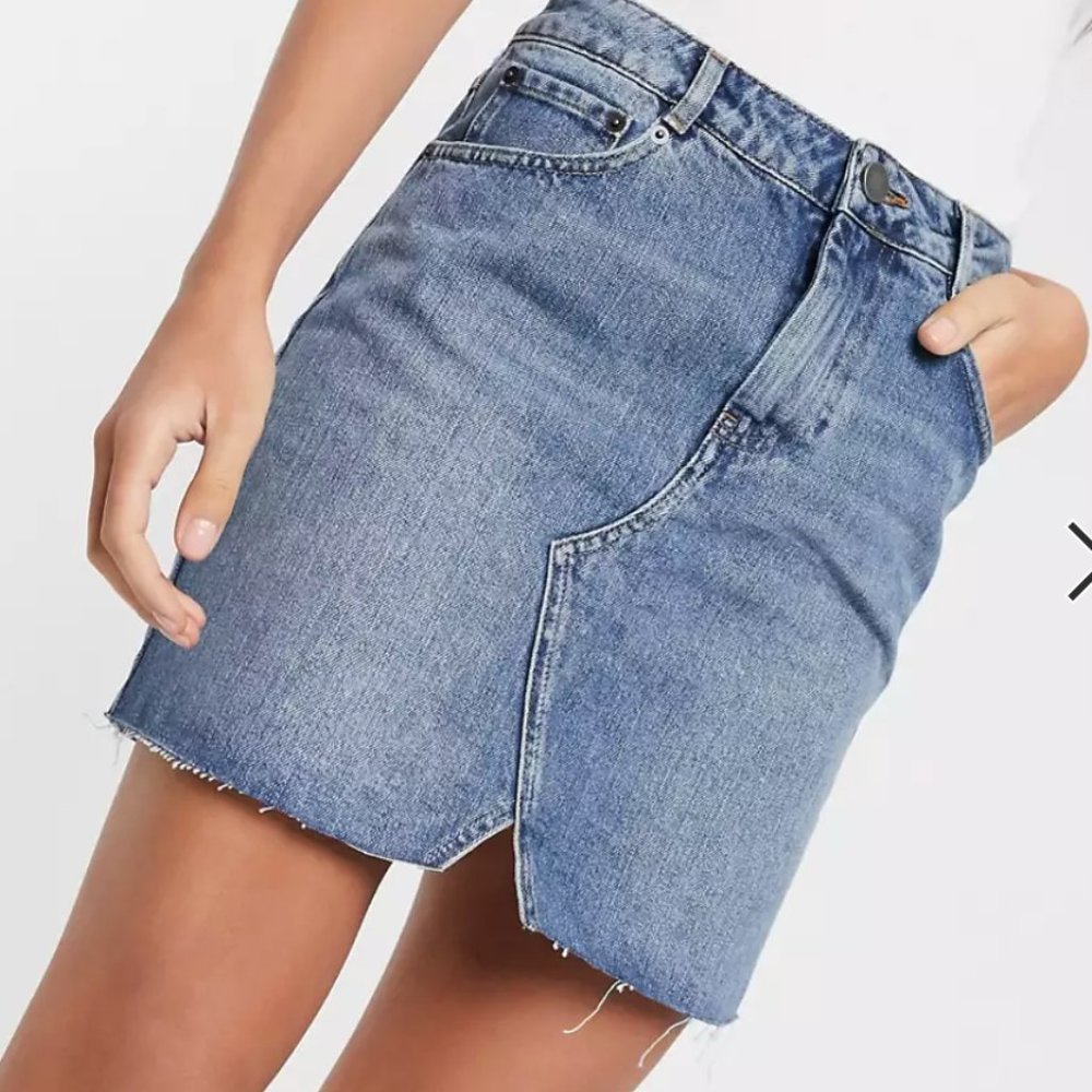 Blue Denim pelmet skirt in midwash blue